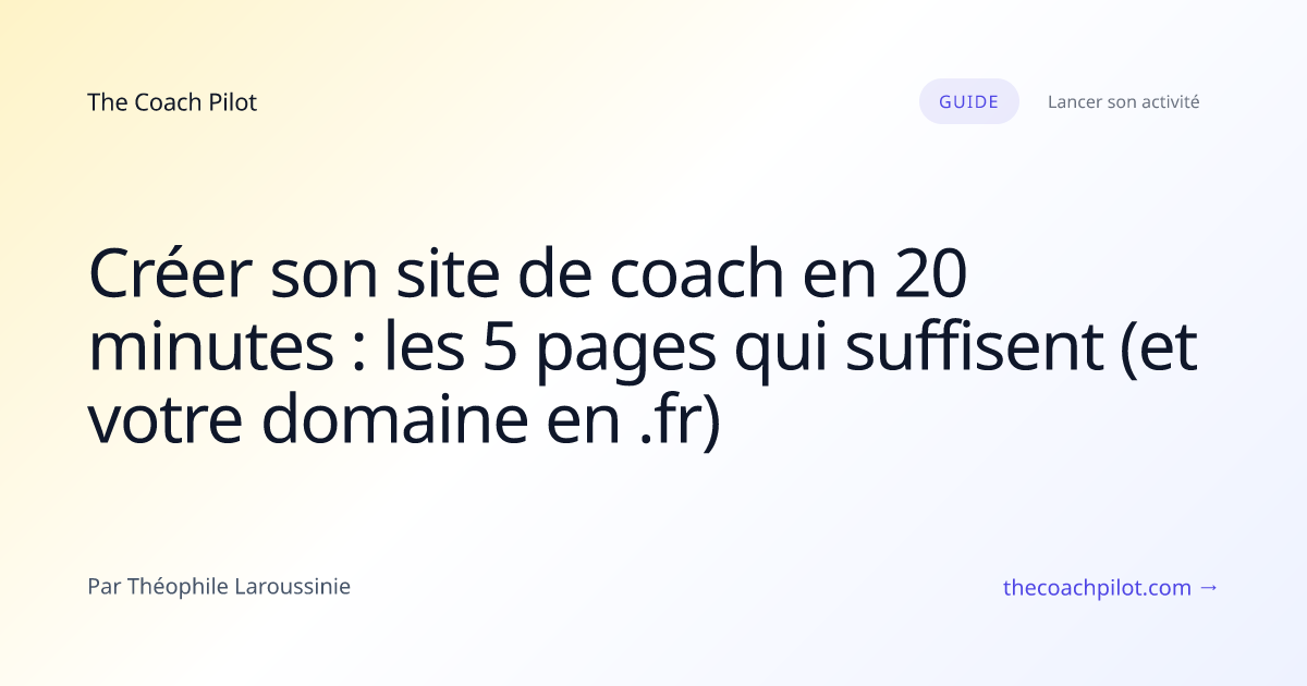 Page d'accueil d'un site de coach créé dans The Coach Pilot