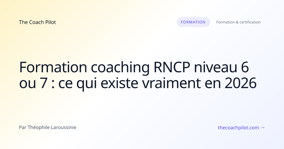 Fiche France compétences d'un titre RNCP de coach professionnel niveau 6