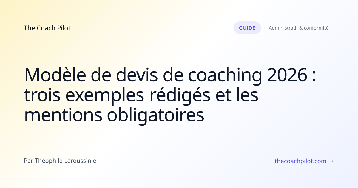 Devis de coaching rédigé sur un ordinateur portable