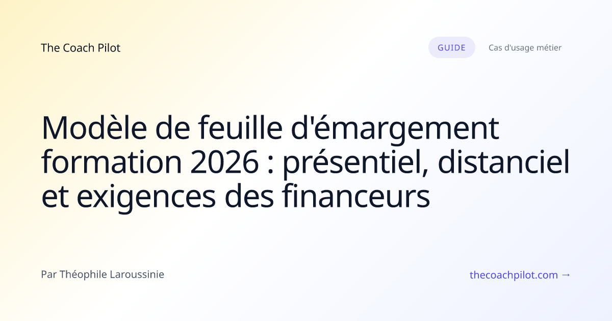 Feuille d'émargement signée par les stagiaires d'une formation