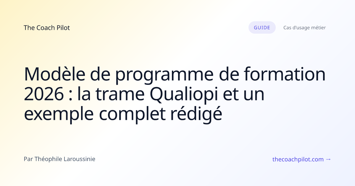Programme de formation imprimé avec ses objectifs et son déroulé