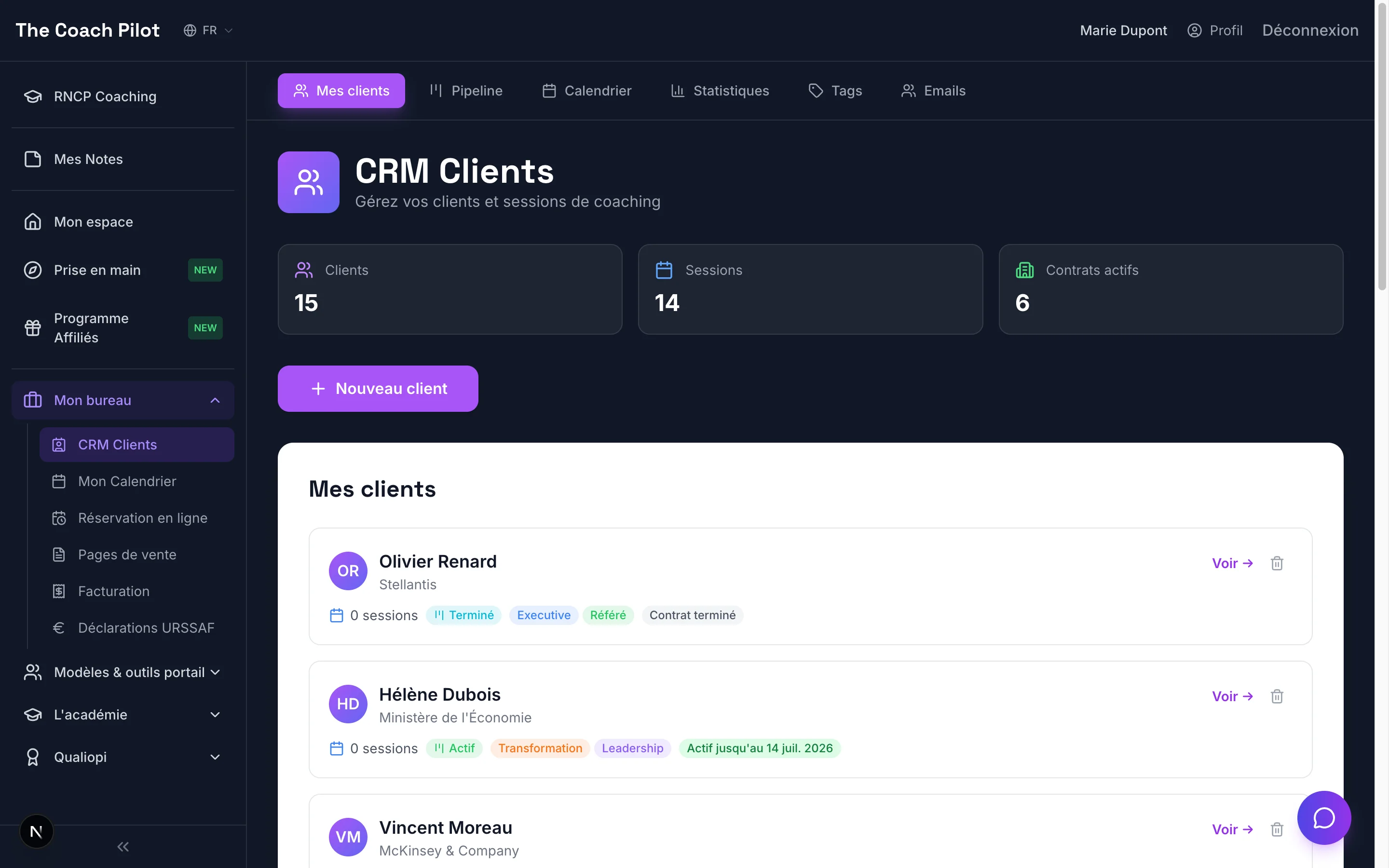 Ajouter un client dans votre CRM coaching — The Coach Pilot
