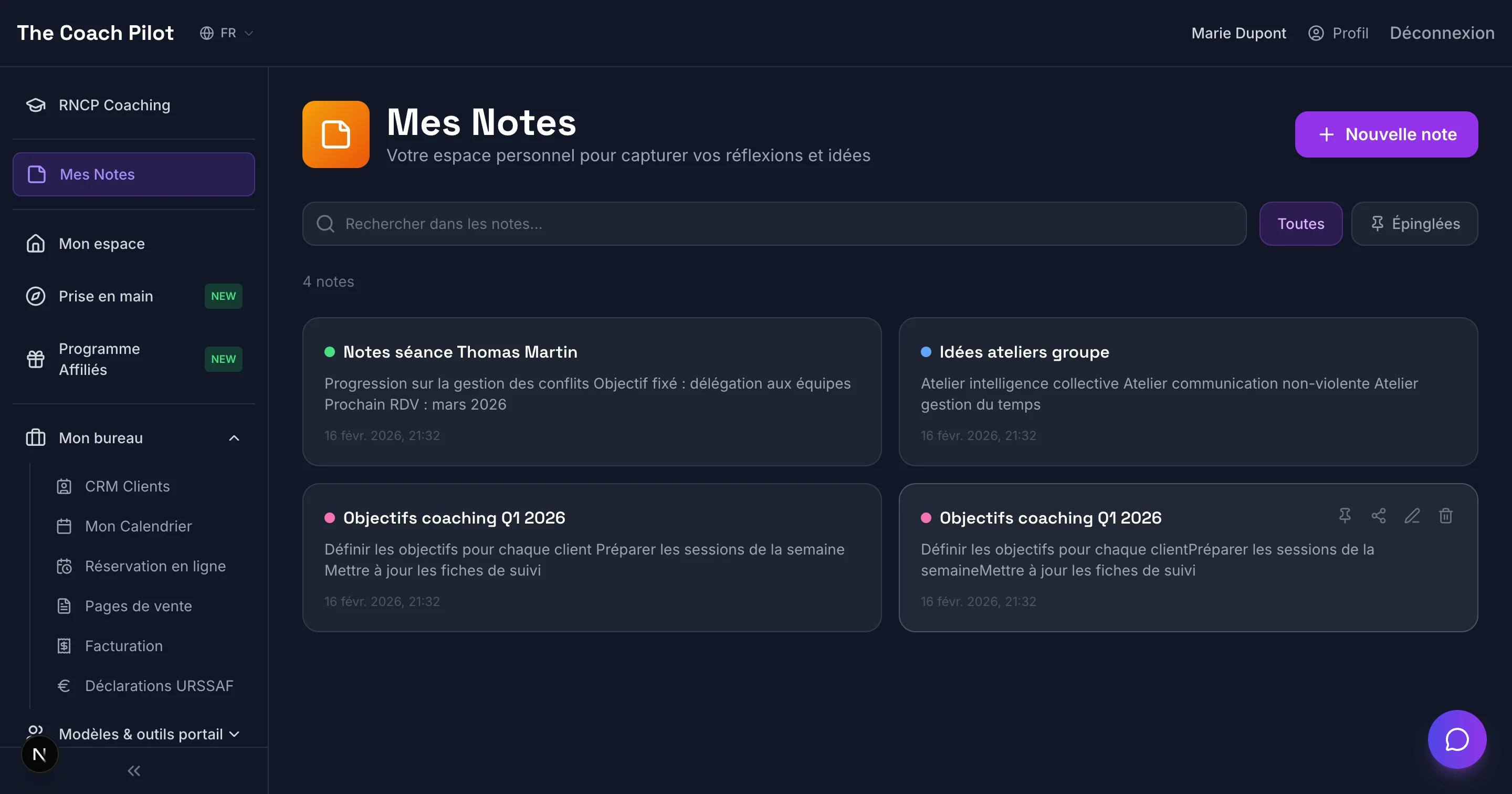 Comment rechercher dans mes notes ? | The Coach Pilot
